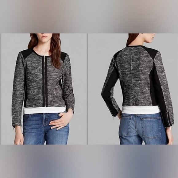 EILEEN FISHER ITALIAN FABRIC Jacket Tweedy Knitted Cotton Crop Blazer MEDIUM